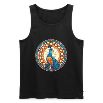 Pfauenbunte Aquarell-Tierillustration - Männer Premium Bio Tank Top - Schwarz - Vorne - AI Model Male 178 light (178cm)