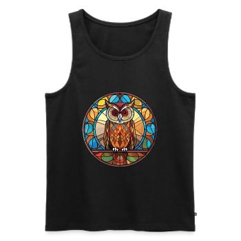 Hibou Aquarelle colorée Animal Animal Illustration - Débardeur bio Premium Homme - noir - Devant - Michal (187cm)