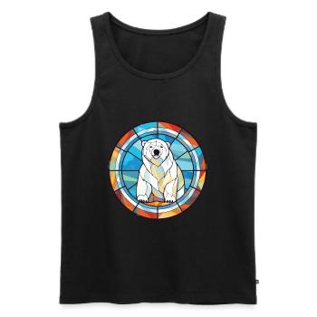 Polar Bear Colorful Watercolor Animal Illustration - Men's Premium Organic Tank Top - black - Front - Michal (187cm)