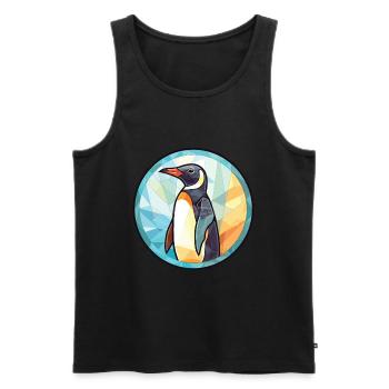 Penguin Colorful Watercolor Animal Illustration - Men's Premium Organic Tank Top - black - Front - Michal (187cm)