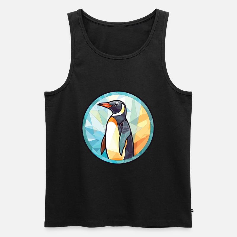 Pinguin Bunte Aquarell-Tierillustration - Männer Premium Bio Tank Top - Schwarz