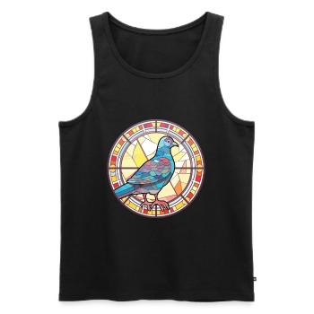 Pigeon Aquarelle colorée Animal Animal Illustration - Débardeur bio Premium Homme - noir - Devant - Michal (187cm)