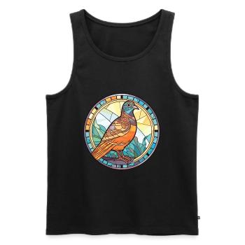 Quail Colorful Watercolor Animal Pet Illustration - Men's Premium Organic Tank Top - black - Front - Michal (187cm)