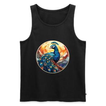 Pfauenbunte Aquarell-Tierillustration - Männer Premium Bio Tank Top - Schwarz - Vorne - AI Model Male 178 light (178cm)