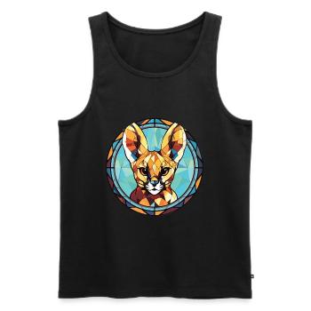 Servalkatze Bunte Aquarell-Tierillustration - Männer Premium Bio Tank Top - Schwarz - Vorne - AI Model Male 178 light (178cm)