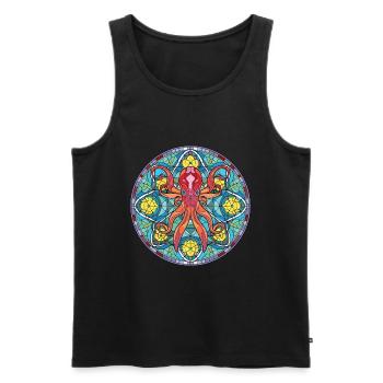 Squid Colorful Watercolor Animal Pet Illustration - Men's Premium Organic Tank Top - black - Front - Michal (187cm)