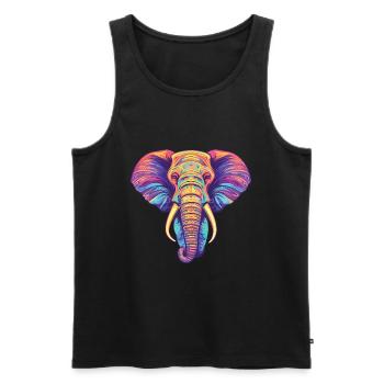 Elefant Bunte Aquarell-Tierillustration - Männer Premium Bio Tank Top - Schwarz - Vorne - AI Model Male 178 light (178cm)