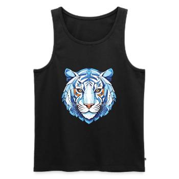 Blue Aquatic Tiger Colorful Watercolor Animal Pet - Men's Premium Organic Tank Top - black - Front - Michal (187cm)