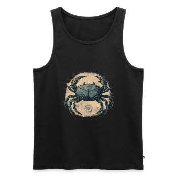 Crabe bleu, crabe au style rétro - Débardeur bio Premium Homme - noir - Devant - AI Model Male 178 light (178cm)