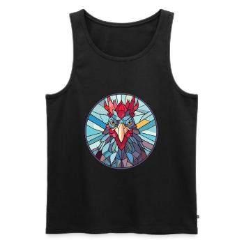 Poule aquarelle colorée Animal Animal Illustration - Débardeur bio Premium Homme - noir - Devant - AI Model Male 178 light (178cm)