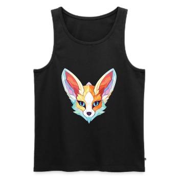 Fennec Fox Colorful Watercolor Animal Illustration - Men's Premium Organic Tank Top - black - Front - Michal (187cm)