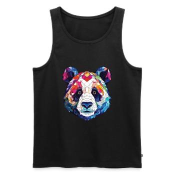 Panda Colorful Watercolor Animal Pet Illustration - Men's Premium Organic Tank Top - black - Front - Michal (187cm)