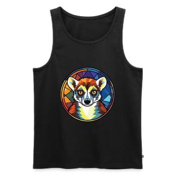 Lemur Lori Bunte Aquarell-Tierillustration - Männer Premium Bio Tank Top - Schwarz - Vorne - AI Model Male 178 light (178cm)