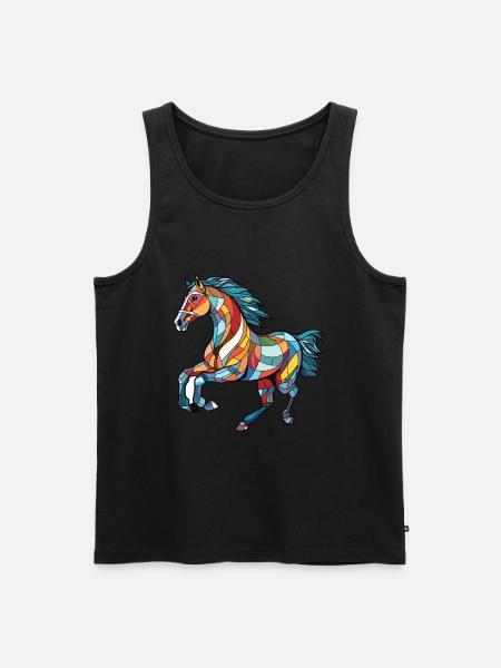 Hesteløb Galop Farverigt akvareldyr - Herre Premium økologisk tanktop - sort