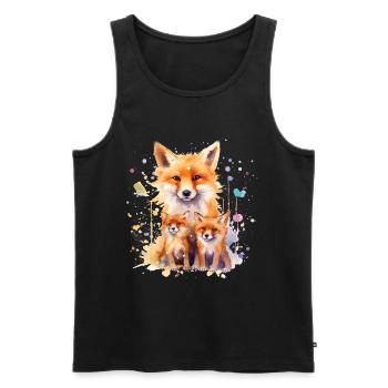 Watercolor fox, Fox, hipster, swag - Men's Premium Organic Tank Top - black - Front - AI Model Male 178 light (178cm)