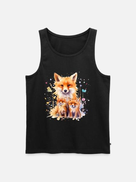 Akvarelli kettu, kettu, hipsteri, swag - Miesten premium luomu-tanktoppi - musta