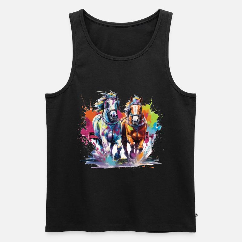 Pferd, Pferd - Männer Premium Bio Tank Top - Schwarz