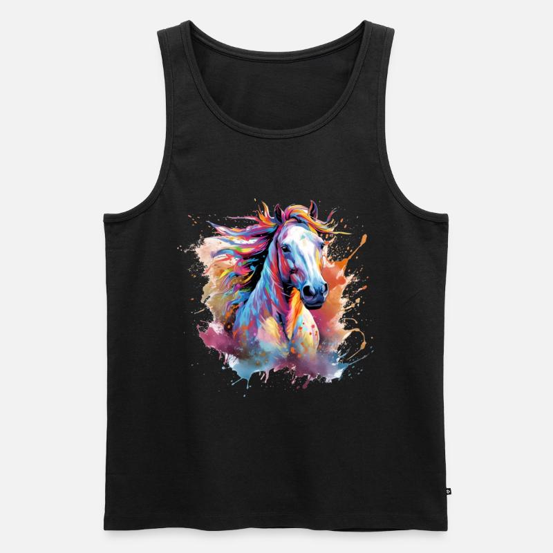 Pferd - Männer Premium Bio Tank Top - Schwarz