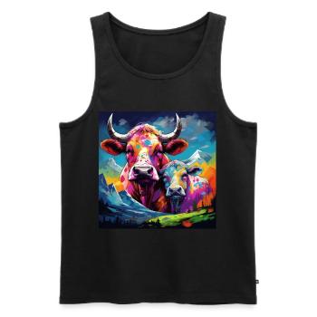 Kuh - Männer Premium Bio Tank Top - Schwarz - Vorne - Michal (187cm)
