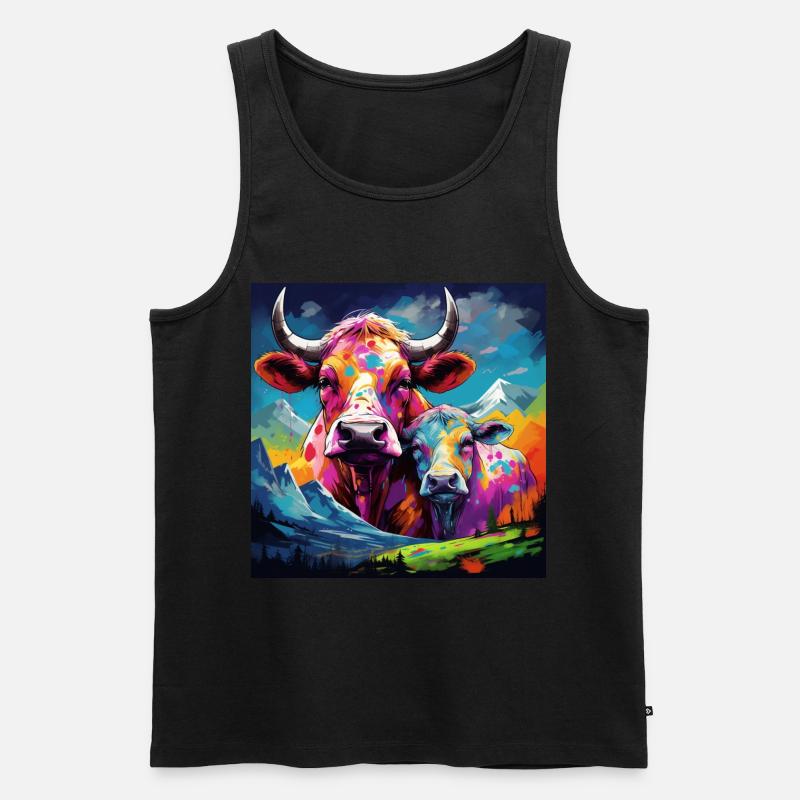 Kuh - Männer Premium Bio Tank Top - Schwarz