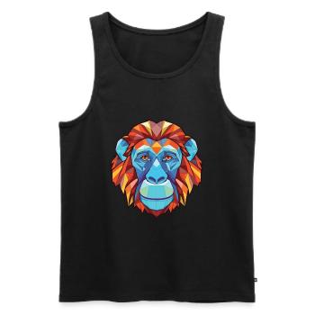 Singe Orang-outan Aquarelle colorée Animal de compagnie - Débardeur bio Premium Homme - noir - Devant - Michal (187cm)
