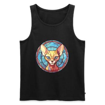 Sphynx Katze Buntes Aquarell Tier Illustration - Männer Premium Bio Tank Top - Schwarz - Vorne - Michal (187cm)