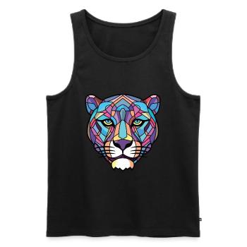 Panther Bunte Aquarell-Tierillustration - Männer Premium Bio Tank Top - Schwarz - Vorne - Michal (187cm)