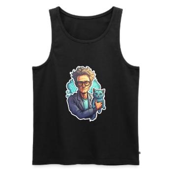 Schrödinger et son chat - Débardeur bio Premium Homme - noir - Devant - AI Model Male 178 light (178cm)