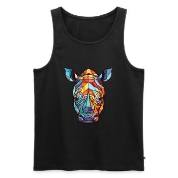 Rhino Colorful Watercolor Animal Pet Illustration - Men's Premium Organic Tank Top - black - Front - AI Model Male 178 light (178cm)