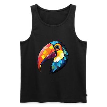 Toucan Aquarelle colorée Animal Animal Illustration - Débardeur bio Premium Homme - noir - Devant - Michal (187cm)