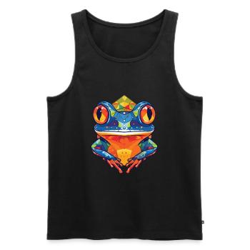 Laubfrosch Bunte Aquarell-Tierillustration - Männer Premium Bio Tank Top - Schwarz - Vorne - AI Model Male 178 light (178cm)