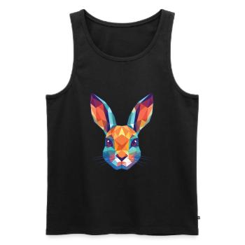 Rabbit Colorful Watercolor Animal Pet Illustration - Men's Premium Organic Tank Top - black - Front - AI Model Male 178 light (178cm)