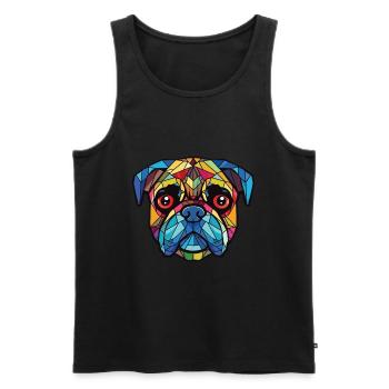 Mops Buntes Aquarell Tier Haustier Illustration - Männer Premium Bio Tank Top - Schwarz - Vorne - AI Model Male 178 light (178cm)