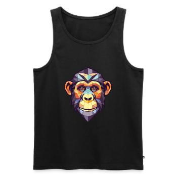 Affe Schimpanse Buntes Aquarell Tier Haustier - Männer Premium Bio Tank Top - Schwarz - Vorne - Michal (187cm)