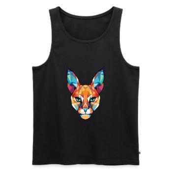 Karakal Bunte Aquarell-Tierillustration - Männer Premium Bio Tank Top - Schwarz - Vorne - AI Model Male 178 light (178cm)