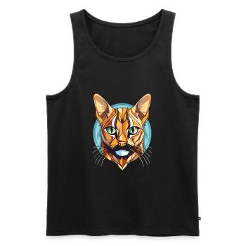 Bengalkatze Bunte Aquarell-Tierillustration - Männer Premium Bio Tank Top - Schwarz - Vorne - AI Model Male 178 light (178cm)