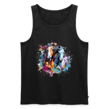 Pferde, Pferde - Männer Premium Bio Tank Top - Schwarz - Vorne - Michal (187cm)