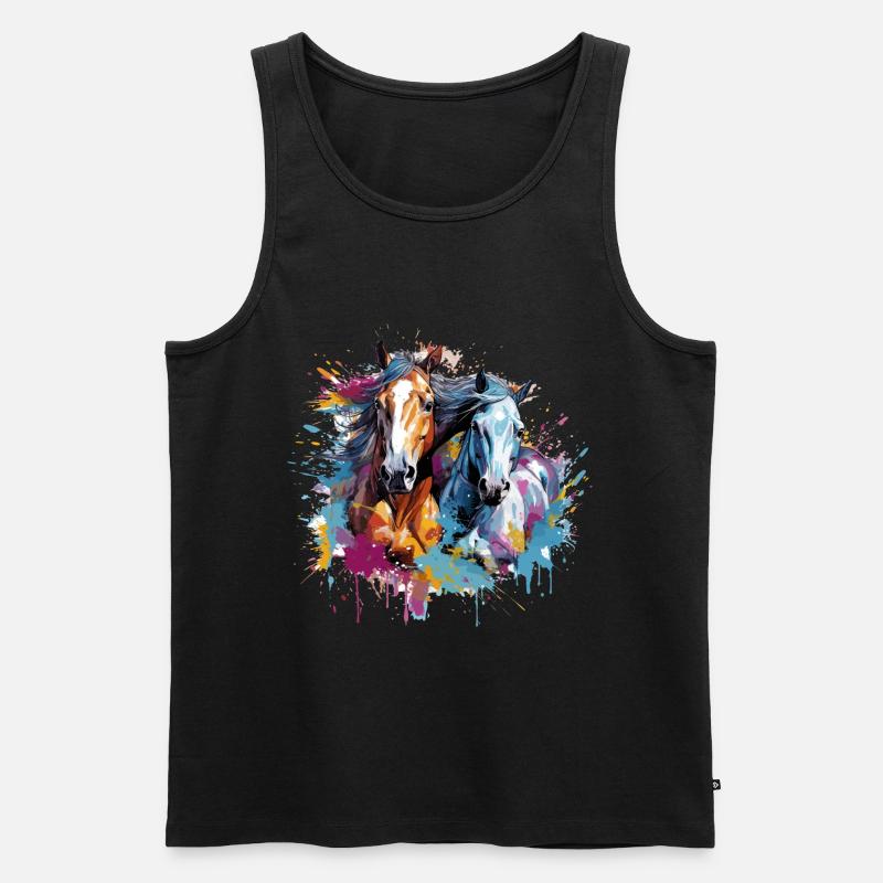 Pferde, Pferde - Männer Premium Bio Tank Top - Schwarz