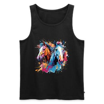 Pferde, Pferde - Männer Premium Bio Tank Top - Schwarz - Vorne - Michal (187cm)