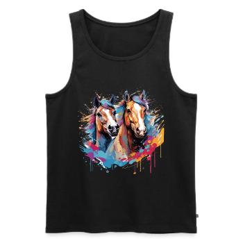 Pferde, Pferde - Männer Premium Bio Tank Top - Schwarz - Vorne - Michal (187cm)