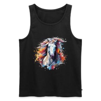 Pferd - Männer Premium Bio Tank Top - Schwarz - Vorne - AI Model Male 178 light (178cm)