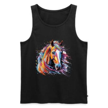 Pferd, Pferd - Männer Premium Bio Tank Top - Schwarz - Vorne - Michal (187cm)
