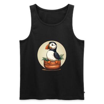 Puffin - Men's Premium Organic Tank Top - black - Front - Michal (187cm)