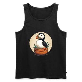 Puffin - Men's Premium Organic Tank Top - black - Front - Michal (187cm)