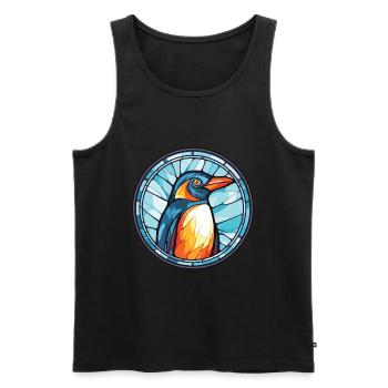 Penguin Colorful Watercolor Animal Illustration - Men's Premium Organic Tank Top - black - Front - Michal (187cm)