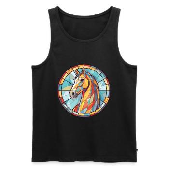 Pferd Buntes Aquarell Tier Haustier Illustration - Männer Premium Bio Tank Top - Schwarz - Vorne - Michal (187cm)
