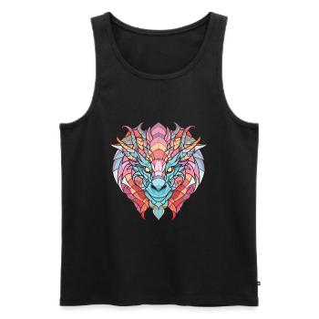 Drache Buntes Aquarell Tier Haustier Illustration - Männer Premium Bio Tank Top - Schwarz - Vorne - AI Model Male 178 light (178cm)