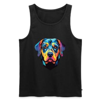 Rottweiler Hund Buntes Aquarell Tier Karikatur - Männer Premium Bio Tank Top - Schwarz - Vorne - Michal (187cm)
