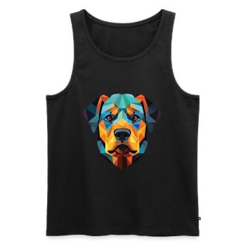 Rottweiler Hund Buntes Aquarell Tier Karikatur - Männer Premium Bio Tank Top - Schwarz - Vorne - Michal (187cm)