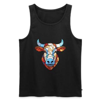 Zebu Aquarelle colorée Animal Animal Illustration - Débardeur bio Premium Homme - noir - Devant - AI Model Male 178 light (178cm)
